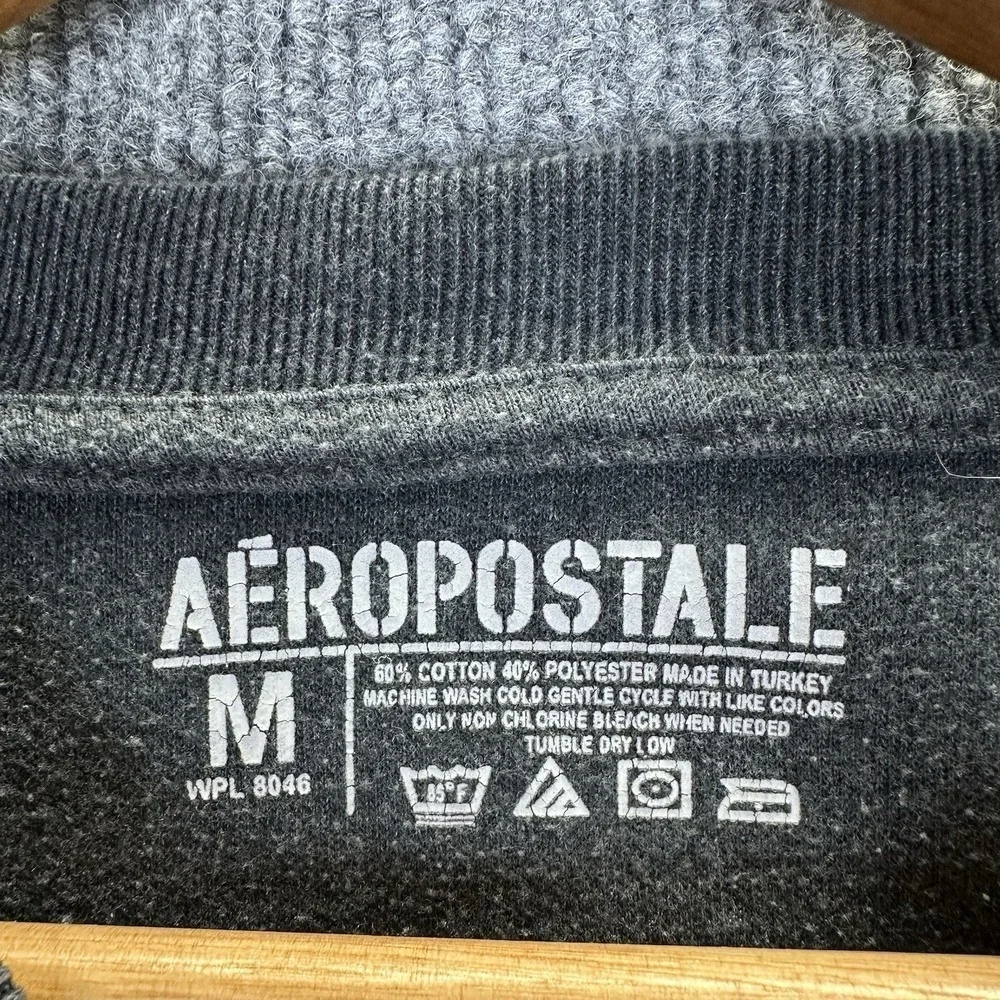 Aeropostale Sweatshirt Mens Medium Gray Crewneck Long Sleeve‎ Pullover Logo
